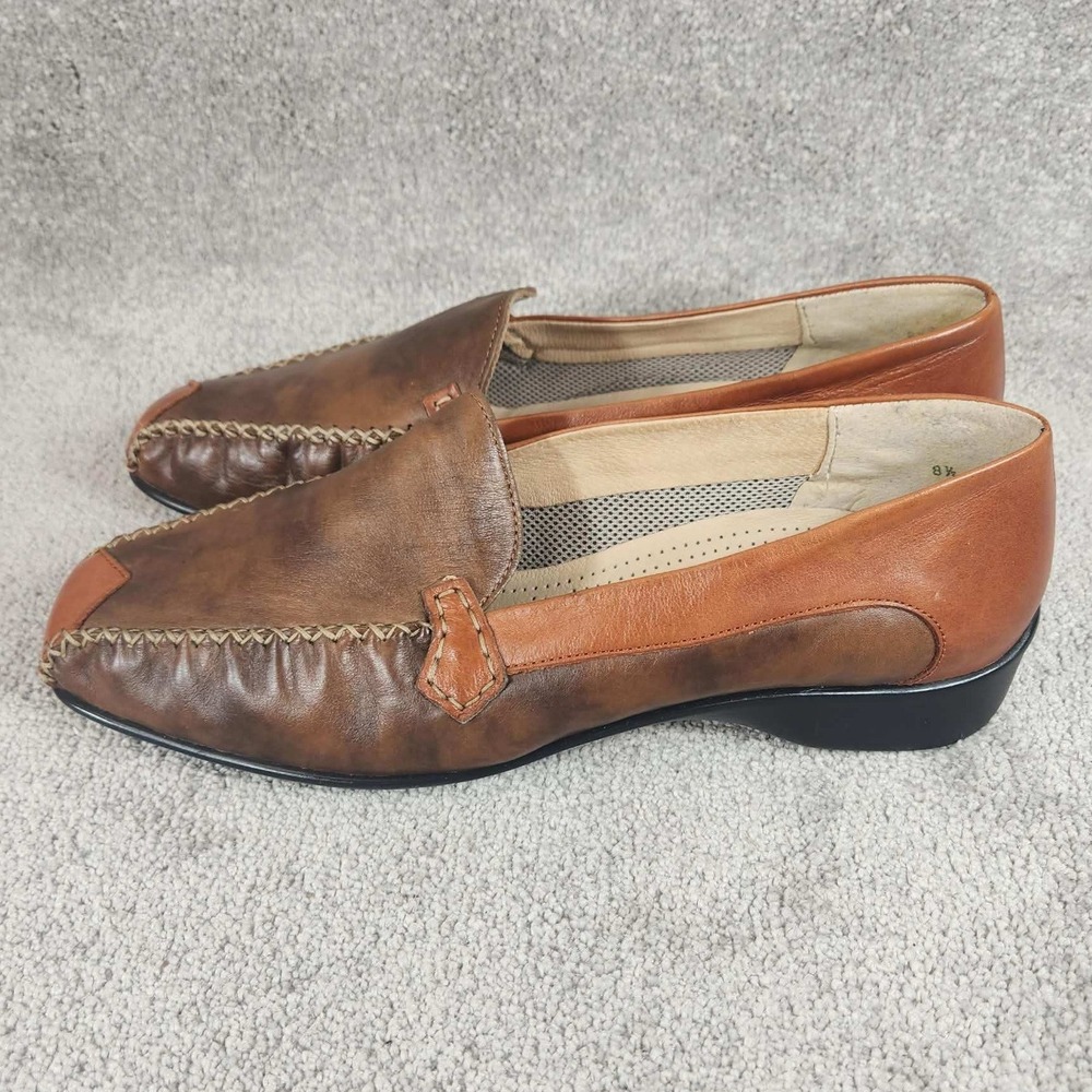 Ara Atlanta Loafers Brown Leather Moccasin Square Toe Womens Size 11